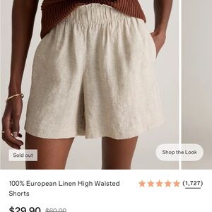 Quince Linen High Waisted Shorts - flax